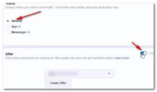 setting up facebook offer for amazon