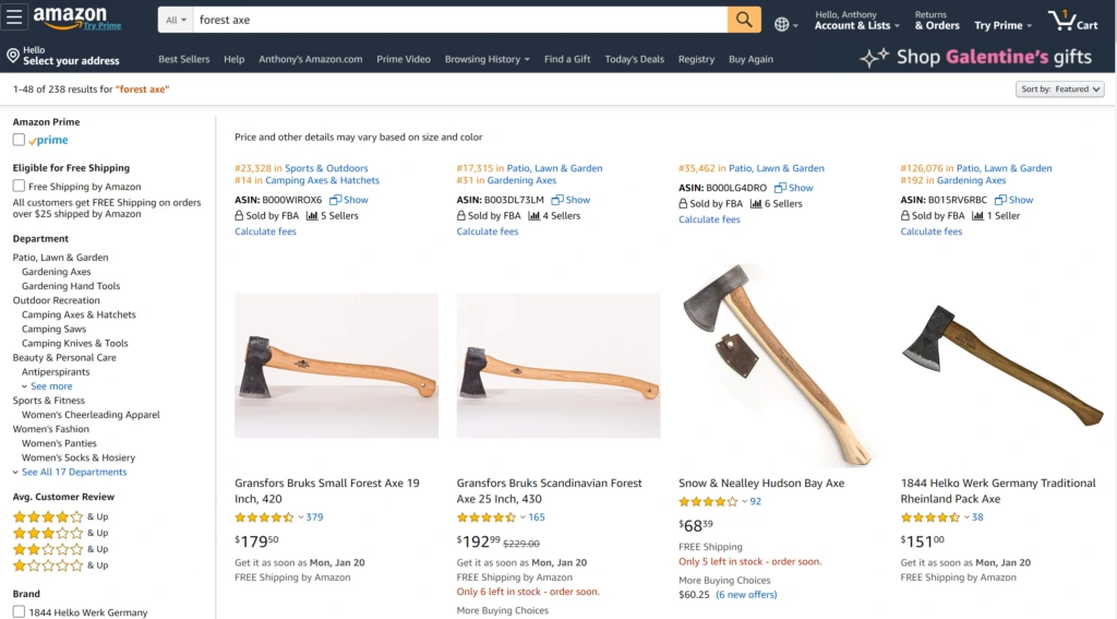 Amazon product page