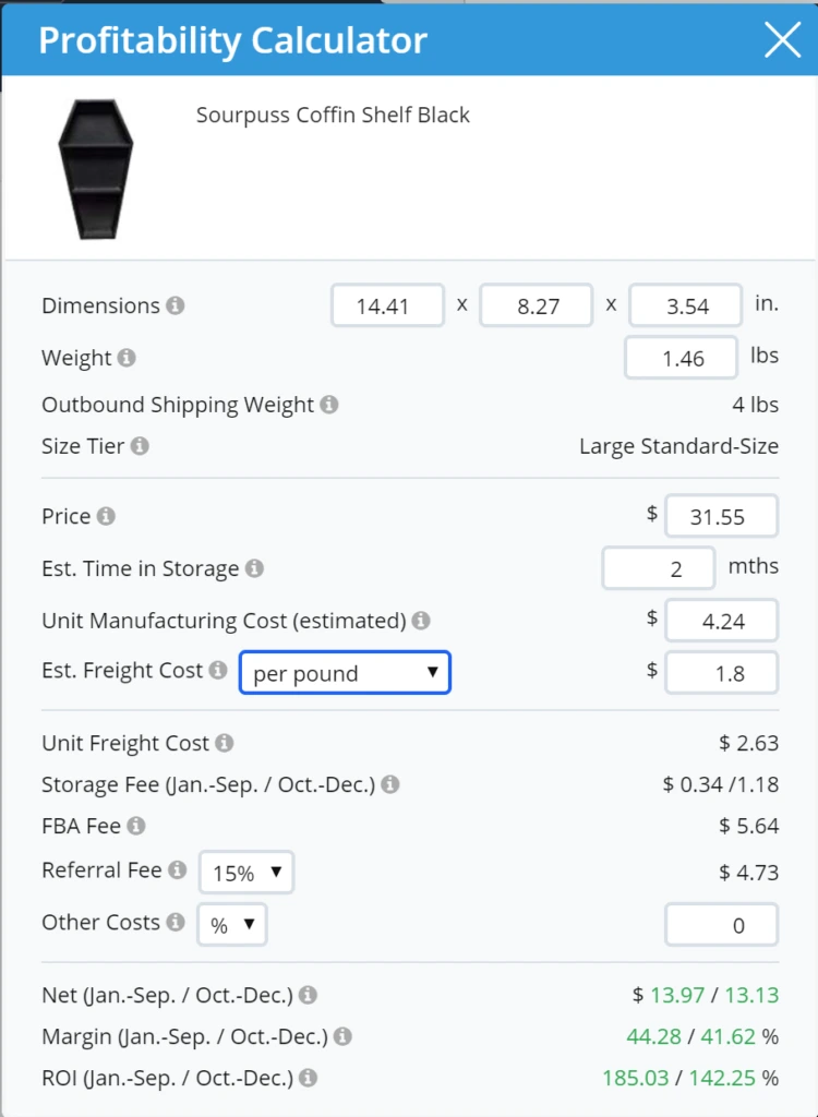 helium 10 profitability calculator