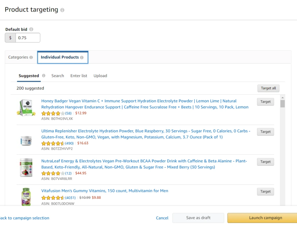 amazon product targeting