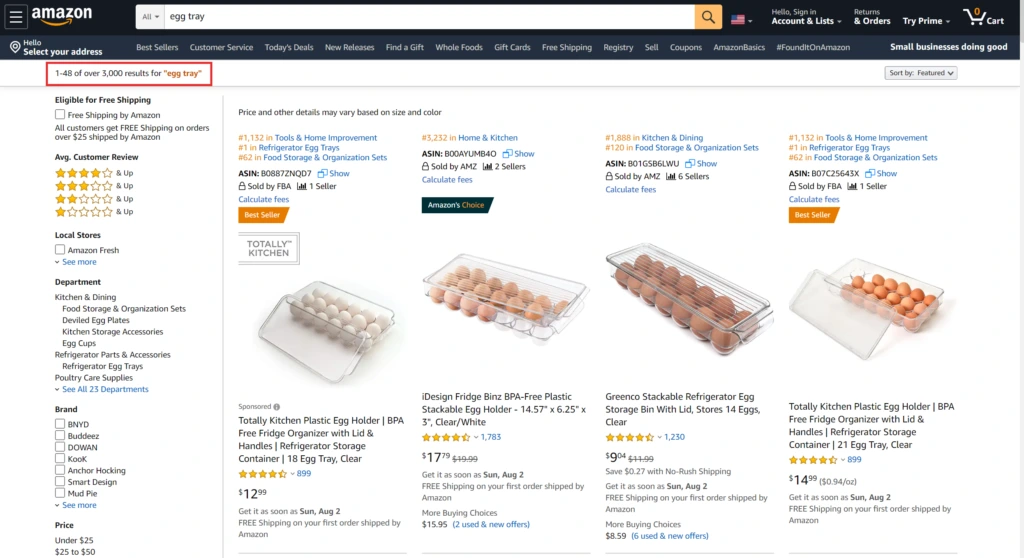 amazon product page