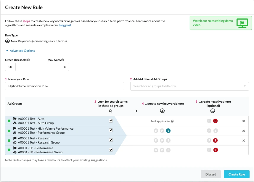 create a new rule for your PPC strategy