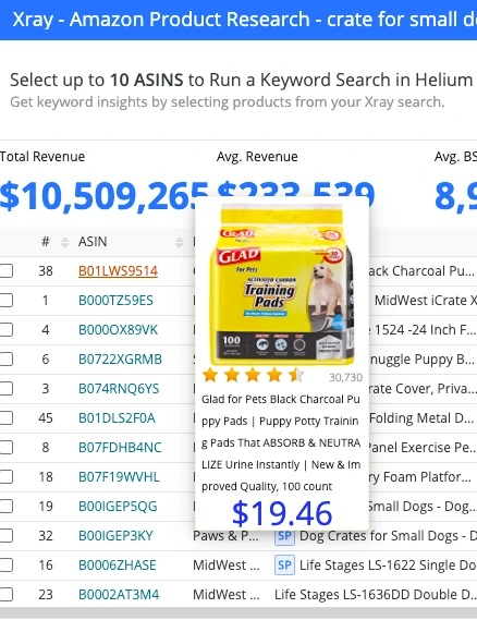 helium 10 xray - amazon product research