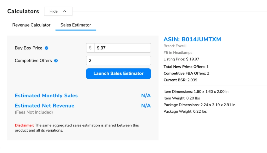 Sales Estimator Calculator 