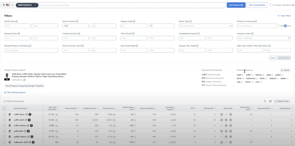 Amazon keyword research