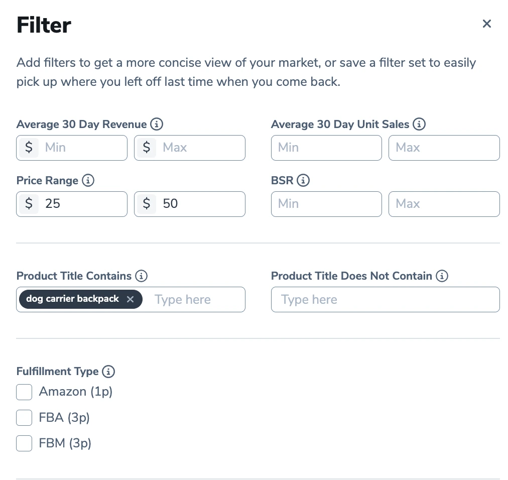 Product Title Filter