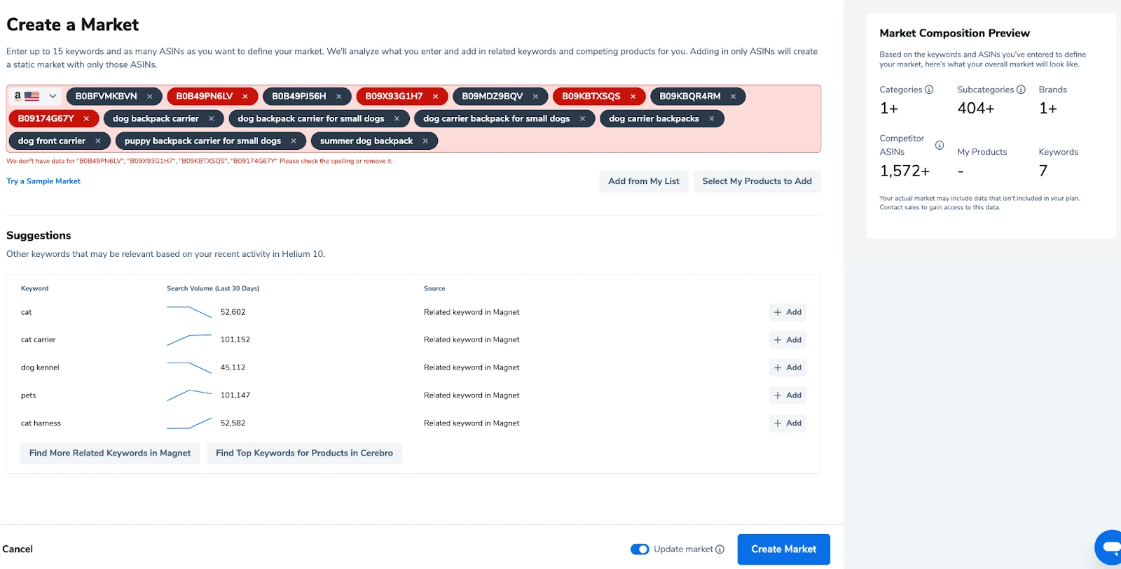 Create a Market Search Volume Data