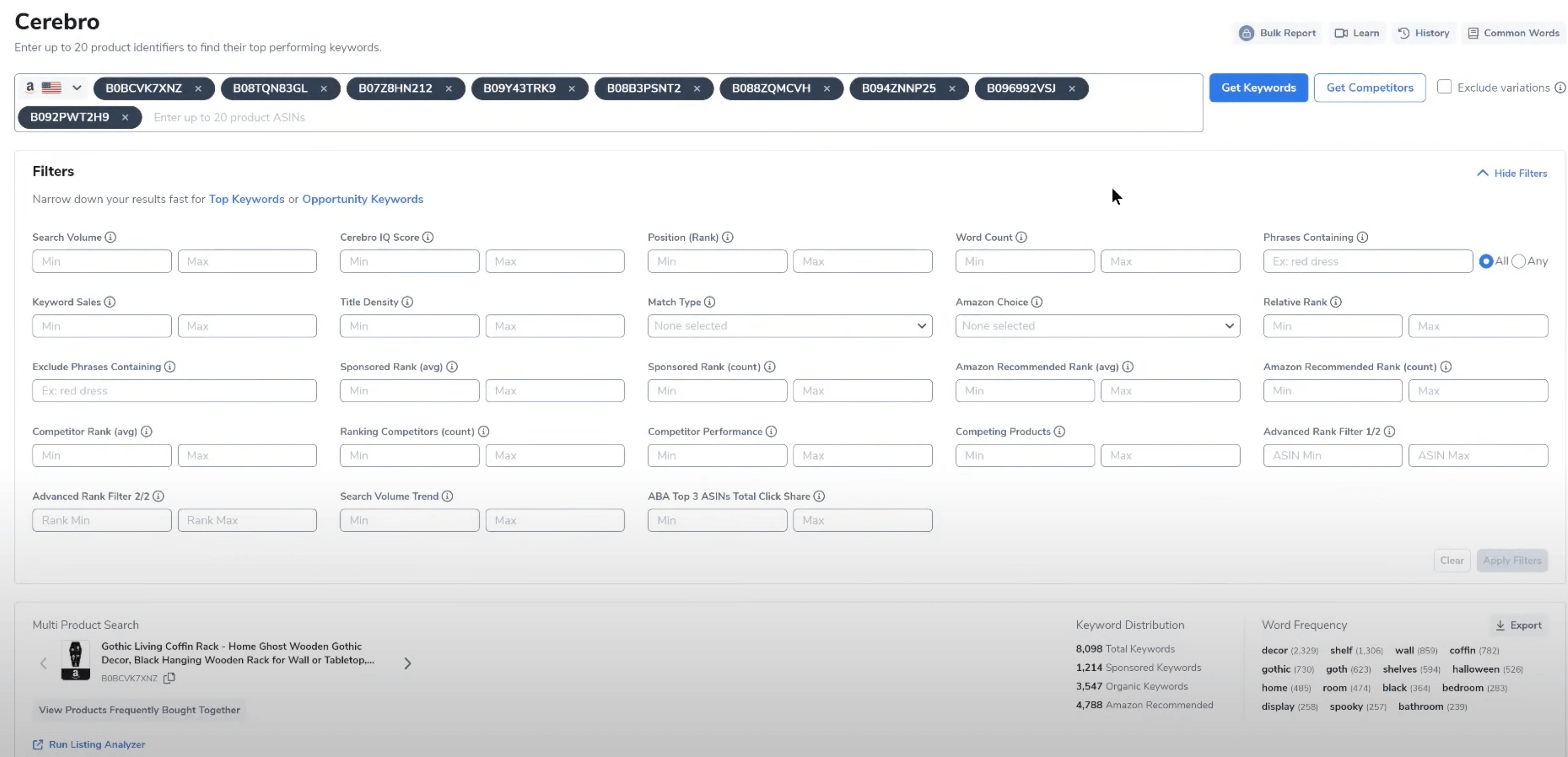 Cerebro search volume results