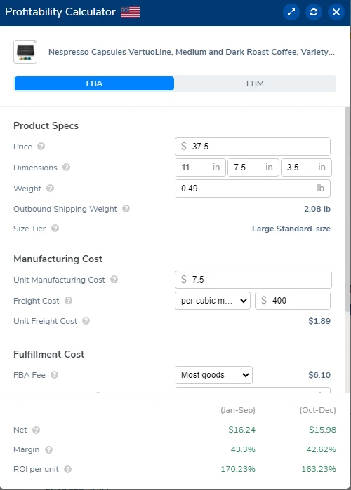 Profitability calculator