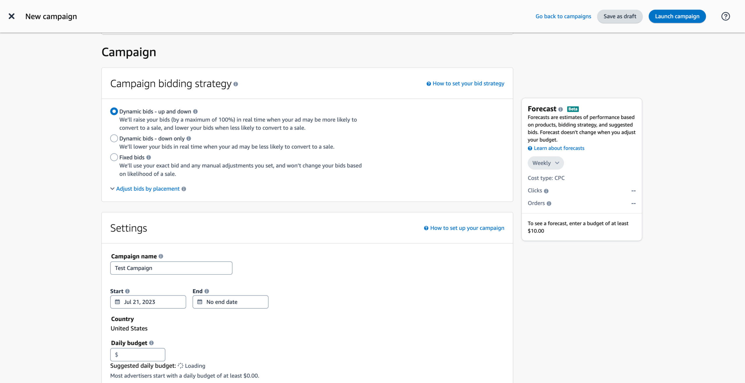 Set bidding strategy