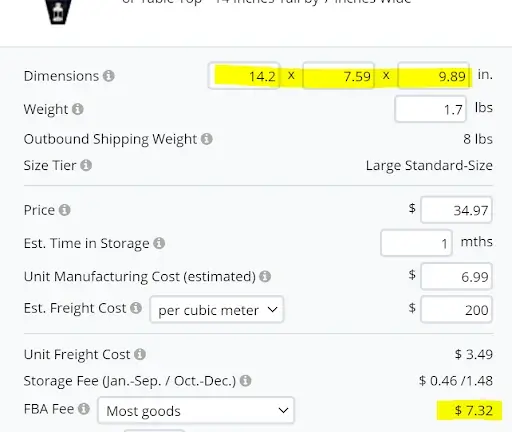 Amazon profitability calc fees