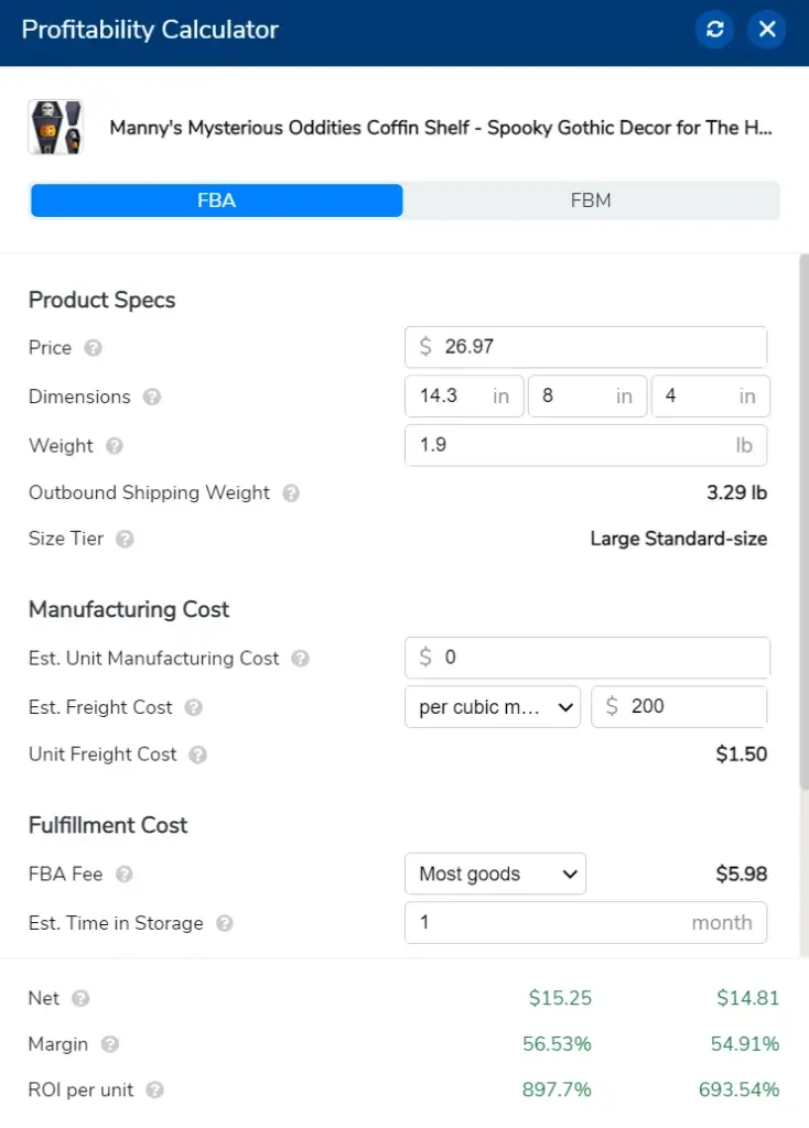 Profitability calculator